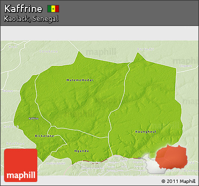 Physical 3D Map of Kaffrine, lighten