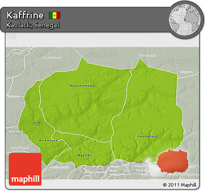 Physical 3D Map of Kaffrine, lighten, semi-desaturated