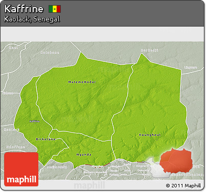 Physical 3D Map of Kaffrine, lighten, semi-desaturated