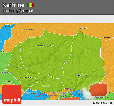 Physical 3D Map of Kaffrine, political outside