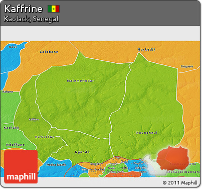 Physical 3D Map of Kaffrine, political outside