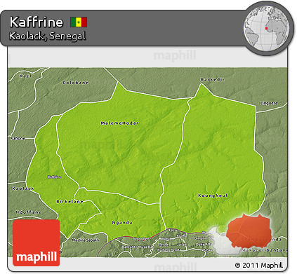 Physical 3D Map of Kaffrine, semi-desaturated