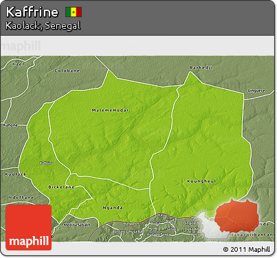 Physical 3D Map of Kaffrine, semi-desaturated