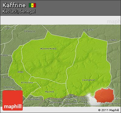 Physical 3D Map of Kaffrine, semi-desaturated