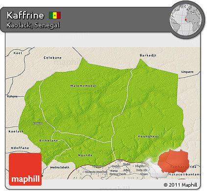 Physical 3D Map of Kaffrine, shaded relief outside