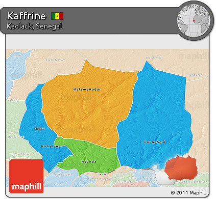 Political 3D Map of Kaffrine, lighten
