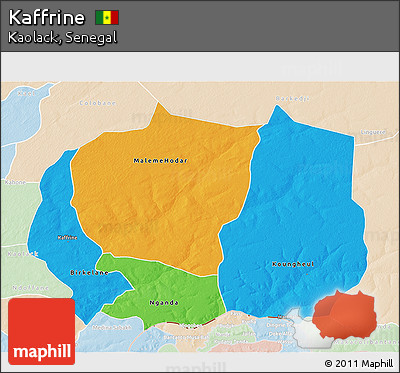 Political 3D Map of Kaffrine, lighten