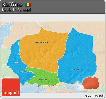 Political 3D Map of Kaffrine, lighten