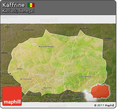 Satellite 3D Map of Kaffrine, darken
