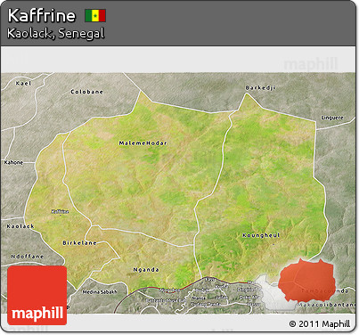 Satellite 3D Map of Kaffrine, semi-desaturated