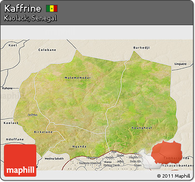Satellite 3D Map of Kaffrine, shaded relief outside