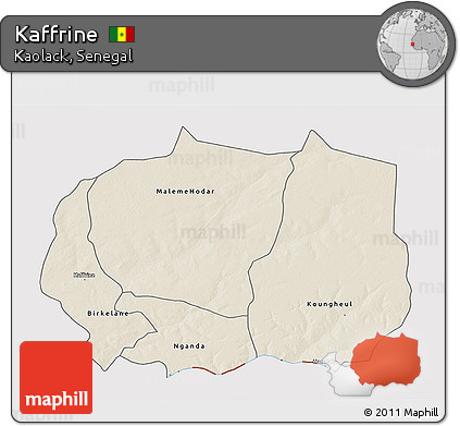 Shaded Relief 3D Map of Kaffrine, cropped outside