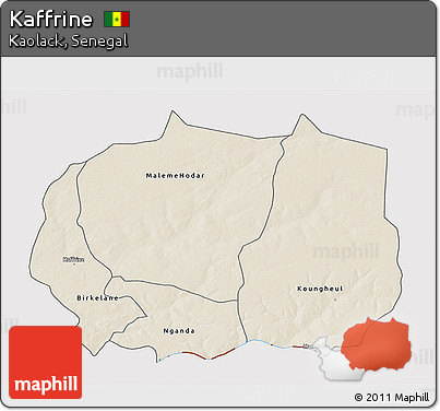 Shaded Relief 3D Map of Kaffrine, cropped outside