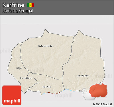 Shaded Relief 3D Map of Kaffrine, cropped outside