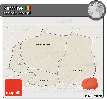 Shaded Relief 3D Map of Kaffrine, lighten