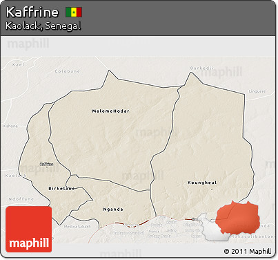 Shaded Relief 3D Map of Kaffrine, lighten