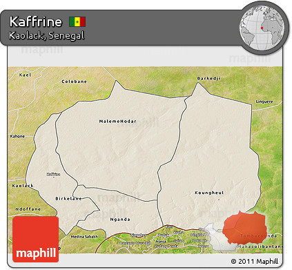 Shaded Relief 3D Map of Kaffrine, satellite outside