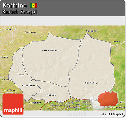 Shaded Relief 3D Map of Kaffrine, satellite outside