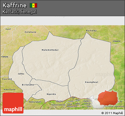 Shaded Relief 3D Map of Kaffrine, satellite outside