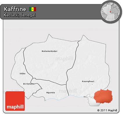 Silver Style 3D Map of Kaffrine, single color outside