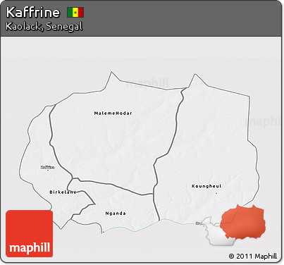Silver Style 3D Map of Kaffrine, single color outside