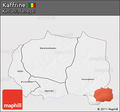 Silver Style 3D Map of Kaffrine, single color outside