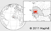 Blank Location Map of Kaffrine, highlighted country, highlighted parent region, within the entire country