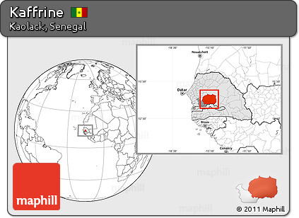 Blank Location Map of Kaffrine, highlighted country, highlighted parent region