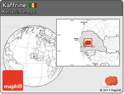 Blank Location Map of Kaffrine, highlighted country, highlighted parent region