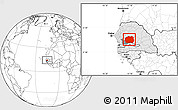 Blank Location Map of Kaffrine, highlighted country, highlighted parent region