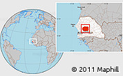 Gray Location Map of Kaffrine, highlighted country, within the entire country
