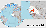 Gray Location Map of Kaffrine, highlighted country, highlighted parent region, within the entire country