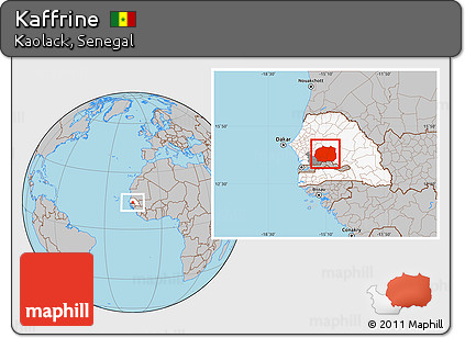 Gray Location Map of Kaffrine, highlighted country, highlighted parent region