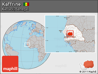 Gray Location Map of Kaffrine, highlighted country, highlighted parent region