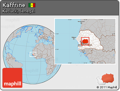 Gray Location Map of Kaffrine, highlighted country, highlighted parent region
