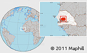 Gray Location Map of Kaffrine, highlighted country, highlighted parent region