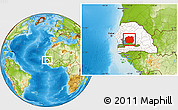 Physical Location Map of Kaffrine, highlighted country, highlighted parent region