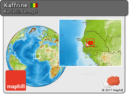 Physical Location Map of Kaffrine, highlighted parent region