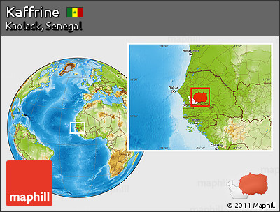 Physical Location Map of Kaffrine, highlighted parent region