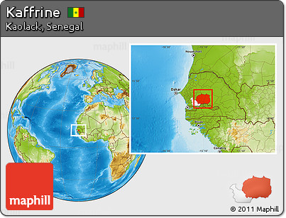 Physical Location Map of Kaffrine, highlighted parent region