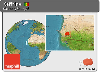 Satellite Location Map of Kaffrine, within the entire country