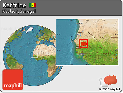 Satellite Location Map of Kaffrine, within the entire country