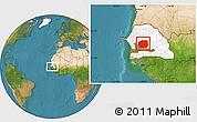 Satellite Location Map of Kaffrine, highlighted country, highlighted parent region