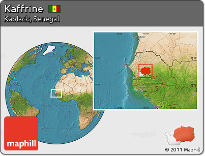 Satellite Location Map of Kaffrine, highlighted parent region