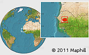Satellite Location Map of Kaffrine, highlighted parent region