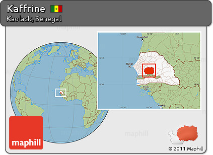 Savanna Style Location Map of Kaffrine, highlighted country