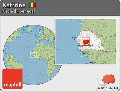 Savanna Style Location Map of Kaffrine, highlighted country