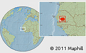 Savanna Style Location Map of Kaffrine, highlighted parent region, hill shading