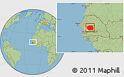 Savanna Style Location Map of Kaffrine, highlighted parent region