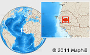 Shaded Relief Location Map of Kaffrine, highlighted parent region